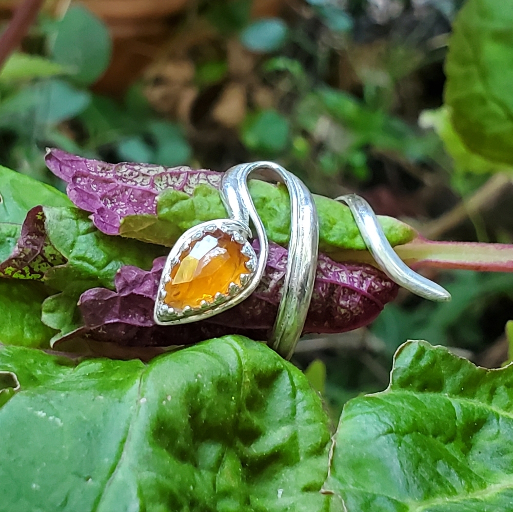 Orange garnet snake ring